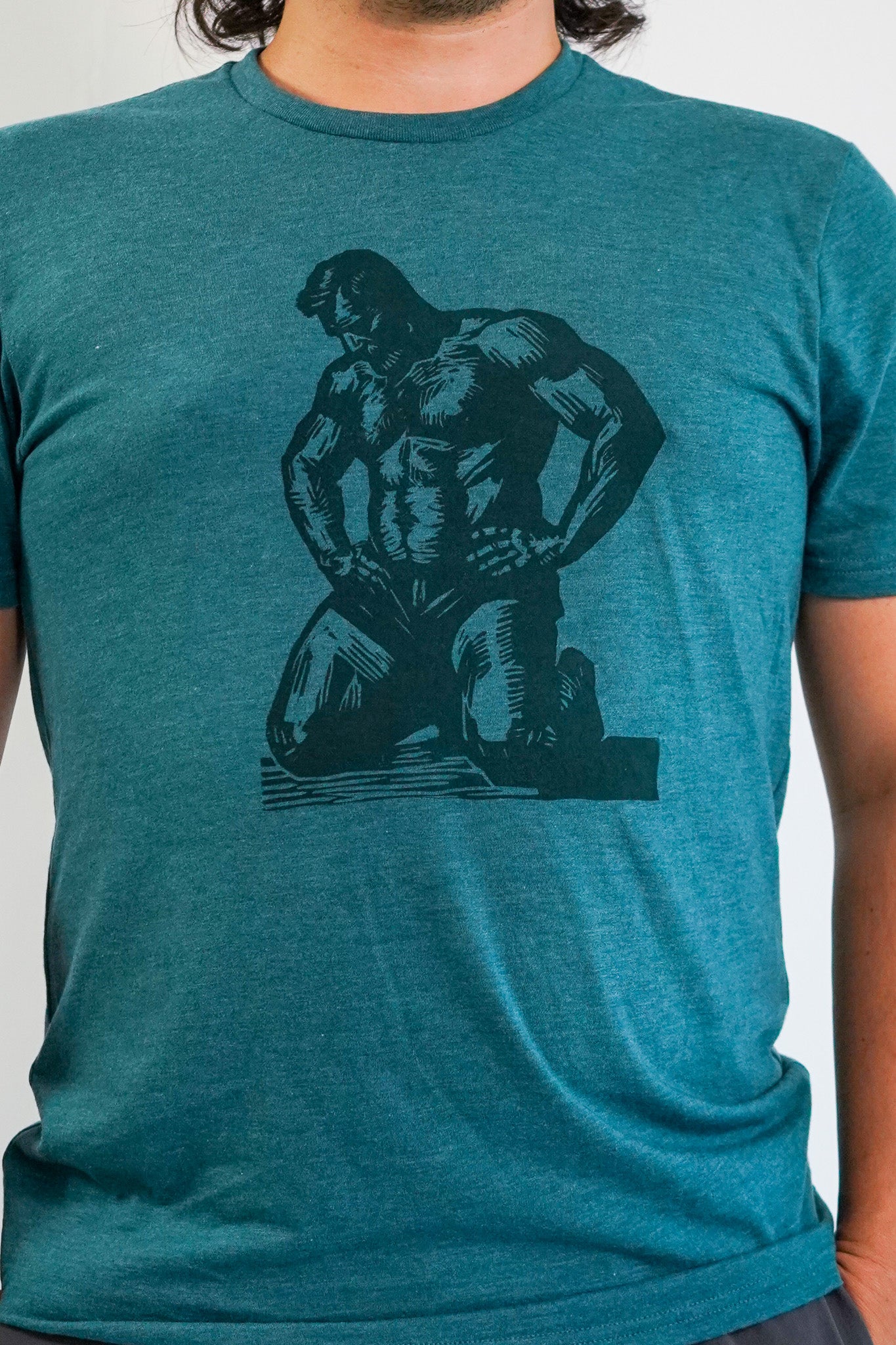 Kneel Stamp | Sage on Sea Green - Short Sleeve Tee