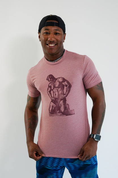 Kneel Stamp | Red Clay on Vintage Rose - Short Sleeve Tee