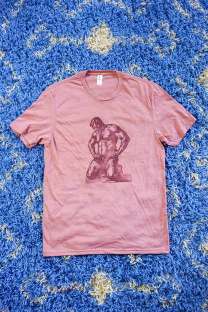 Kneel Stamp | Red Clay on Vintage Rose - Short Sleeve Tee