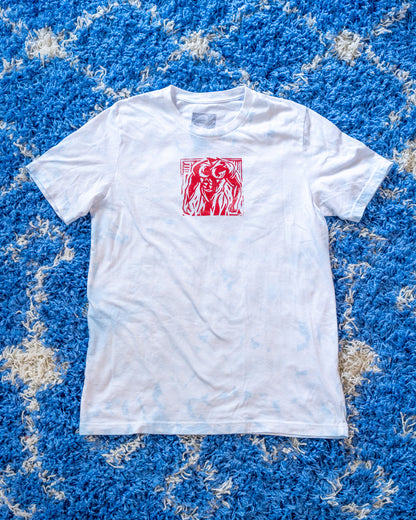 Man Stamp | Red on Sky Tie Dye - Short Sleeve Tee