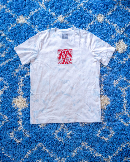 Man Stamp | Red on Sky Tie Dye - Short Sleeve Tee