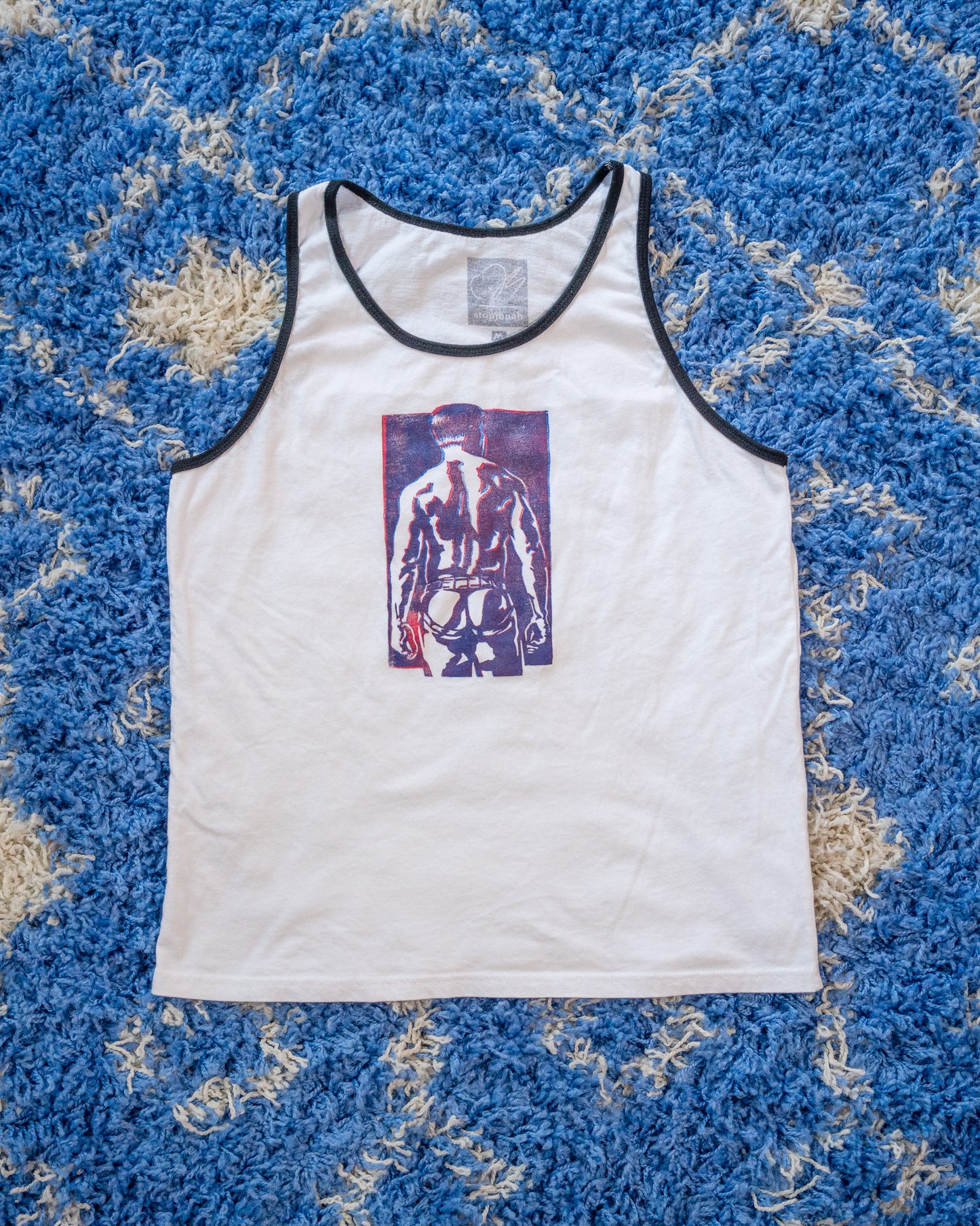 Spank Stamp | Red Blue Split on White - Tank Top