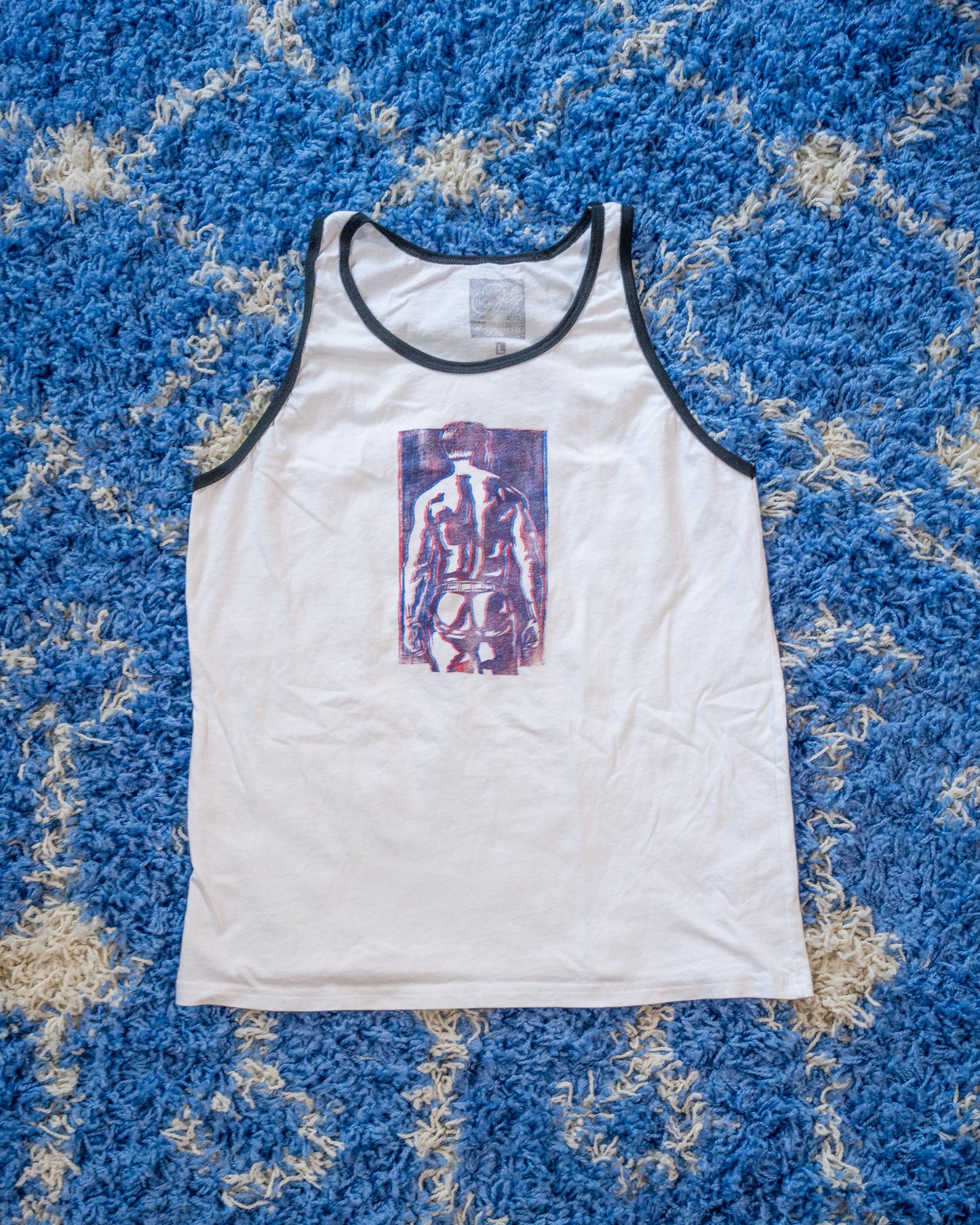 Spank Stamp | Red Blue Split on White - Tank Top