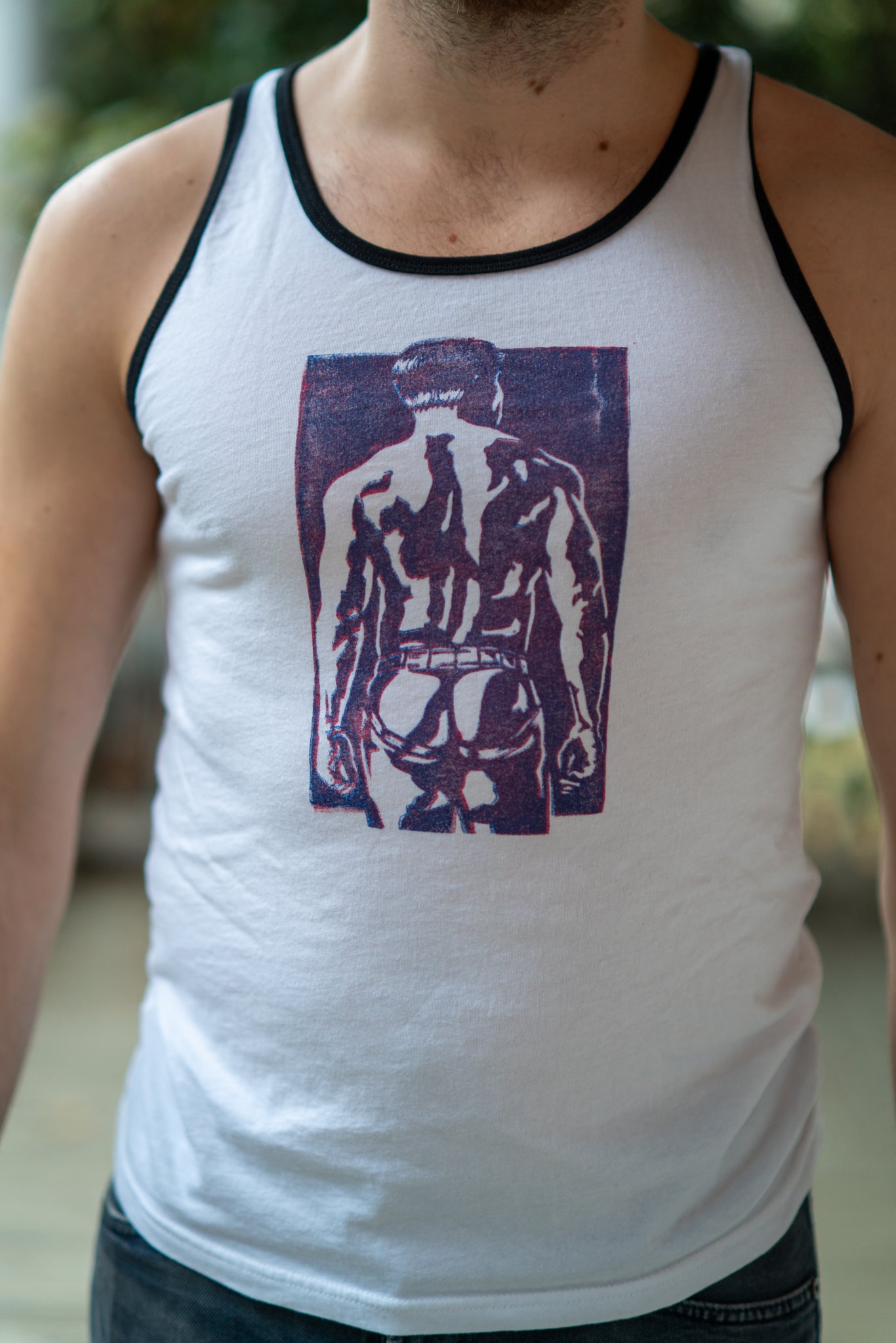 Spank Stamp | Red Blue Split on White - Tank Top