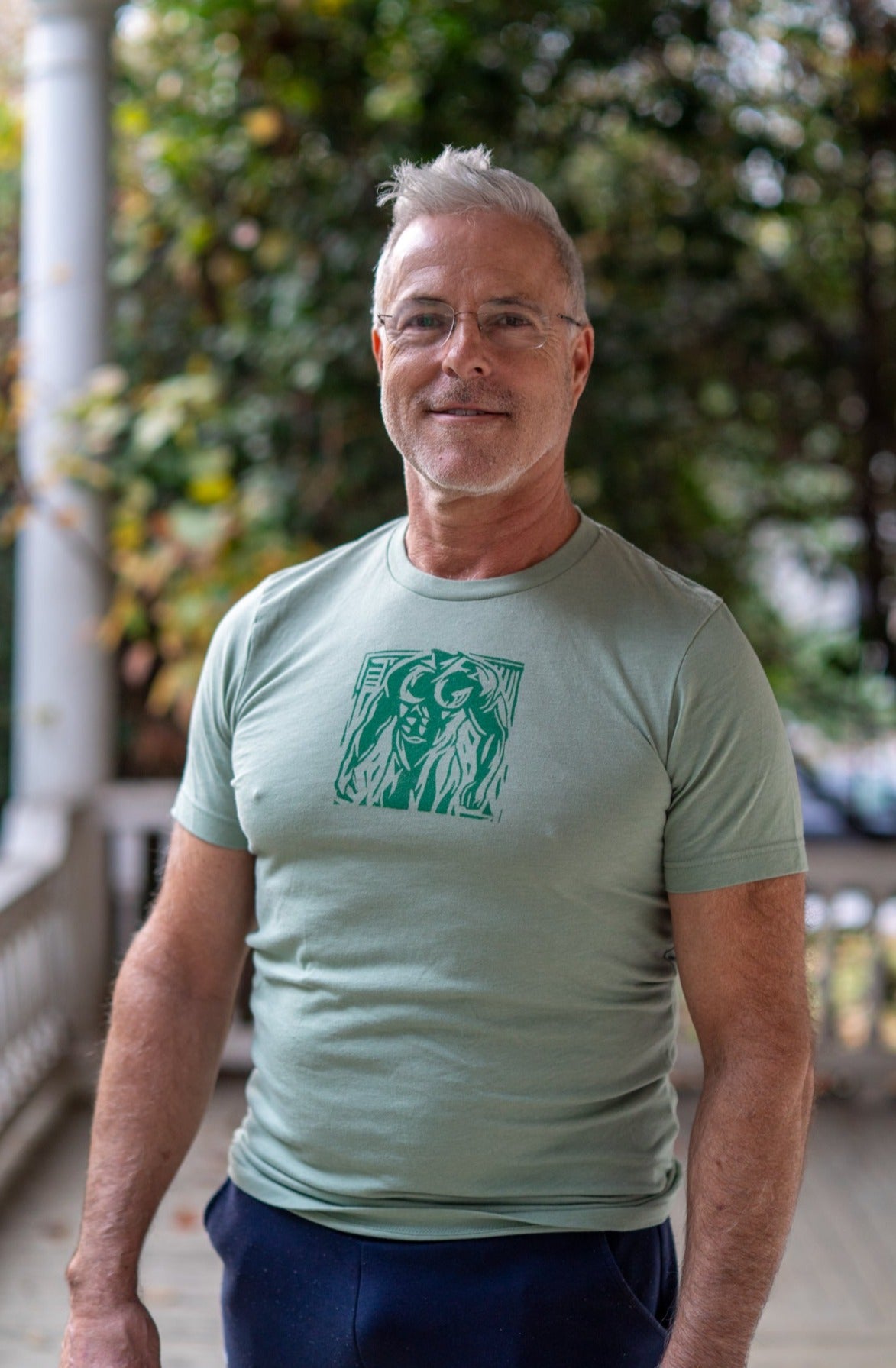 Man Stamp | Green on Sage - Short Sleeve Tee