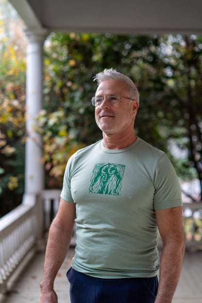 Man Stamp | Green on Sage - Short Sleeve Tee